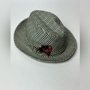 Dobbs Vintage Fedora🪶 Granite Houndstooth Hat with Feathers size 7